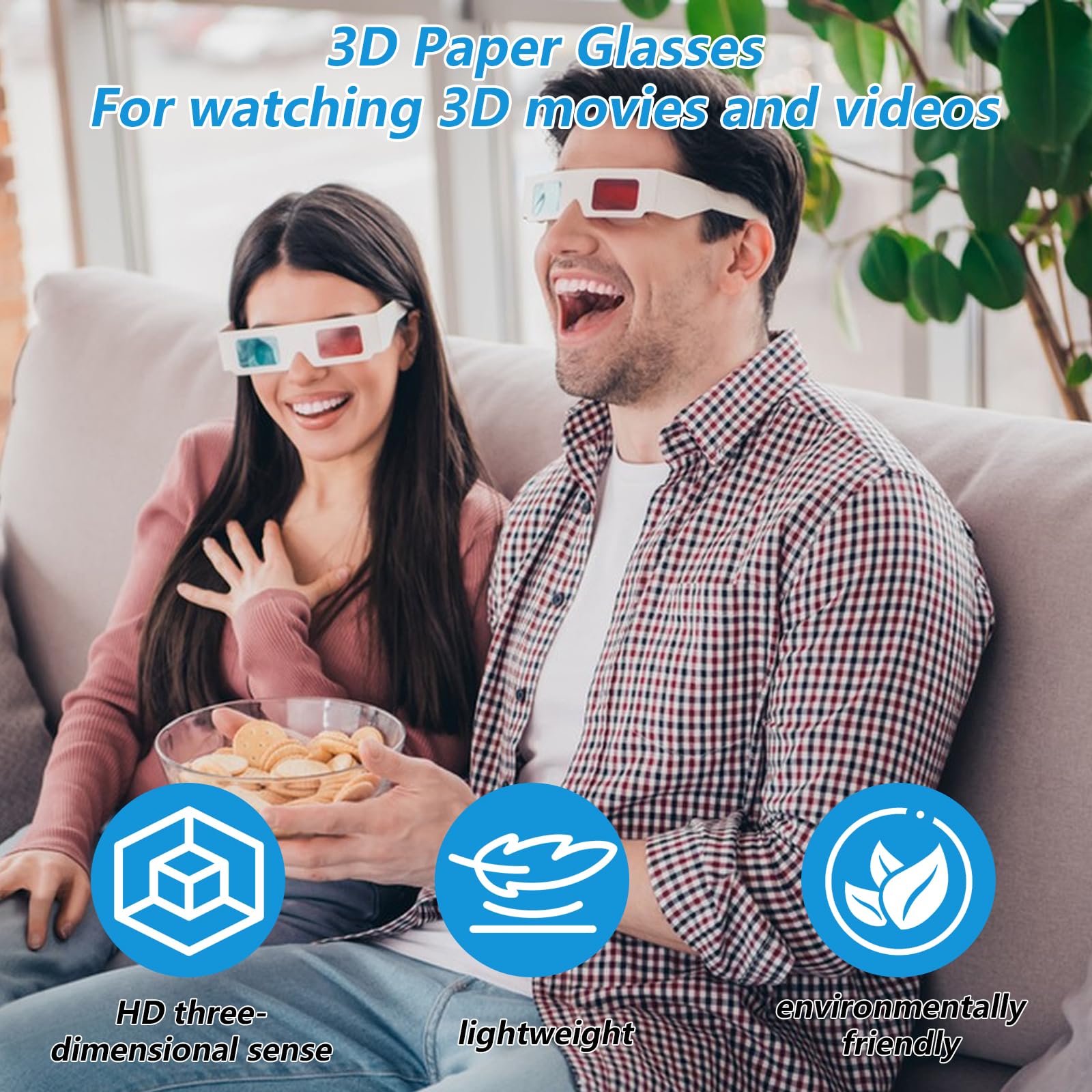 40 paia di occhiali 3D, in carta 3D, lenti rosse e blu, stereo, per viaggi, film 3D, decorazioni