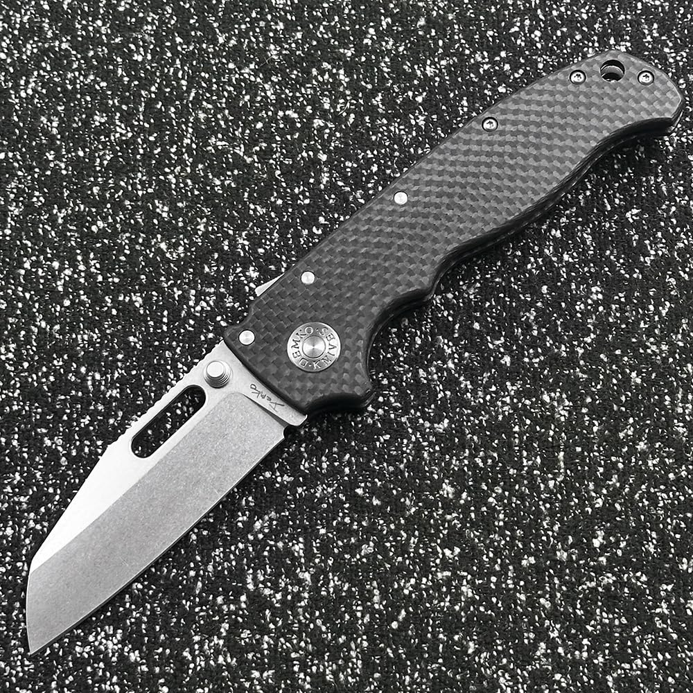 DEMKO Cold Steel Large Shark AD20 Titanium/Carbon Fiber Handle Bearing Outdoor Folding Knife Camping Survival Sharp Tactical Anti-Body EDC Tool Knife (Carbon Fiber Shark Feet Blade)