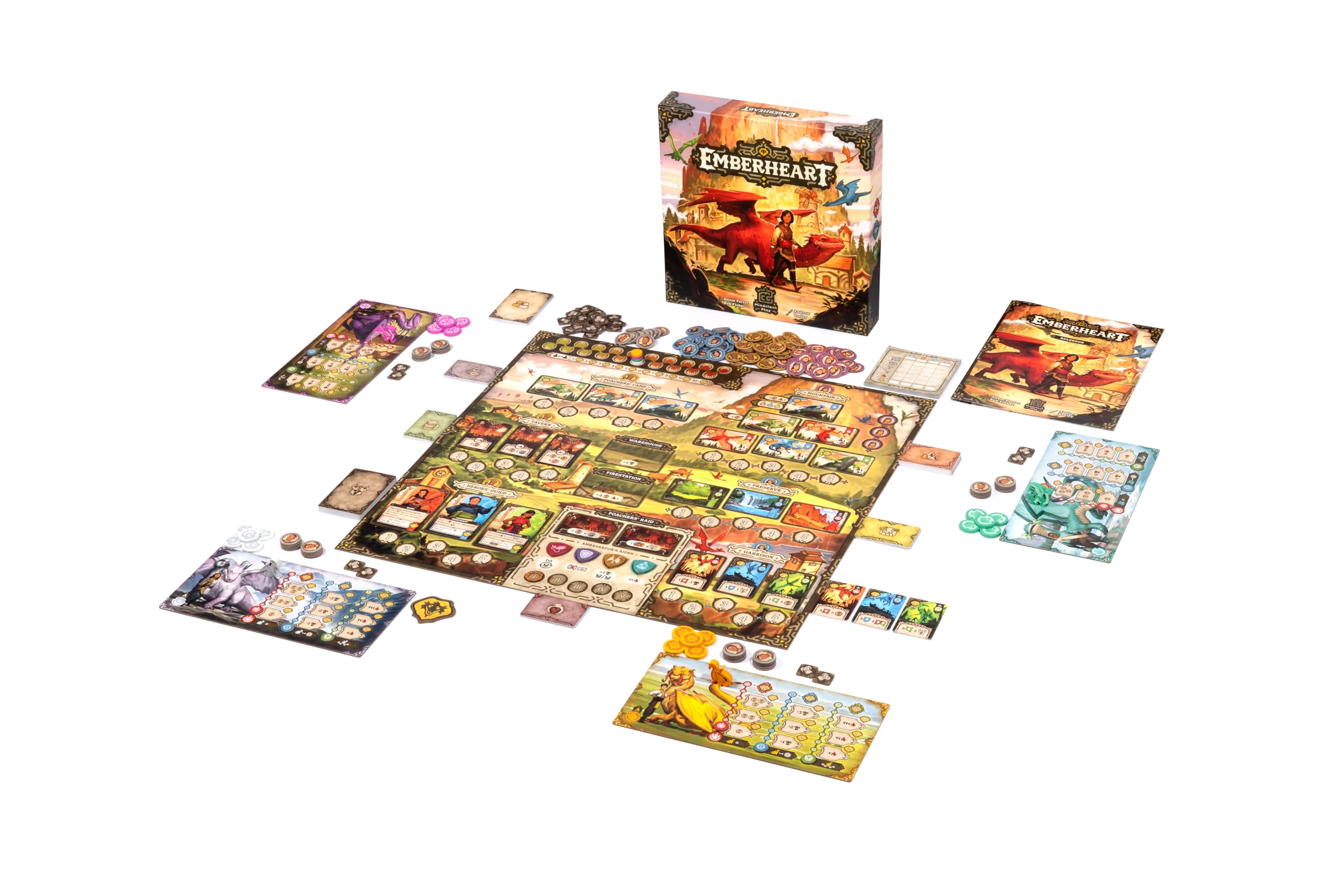 Mindclash Games Emberheart – Mittelschweres Worker Placement & Dragon Rescue Strategie-Brettspiel, 2–4 Spieler, 60–90 Minuten Spielzeit, Fantasy-Strategie-Abenteuer