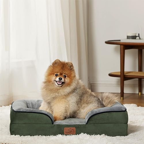 Miniatura 9 de Bedsure Cama ortopédica pequeña para perros, sofá cama lavable para perros pequeños, sofá cama de espuma de apoyo para mascotas con funda extraíble