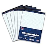 Woodlake Graph Paper Pads 8.5 x 11, 4x4 Quad Ruled, Premium Thick Paper Made In USA, No Ink Bleeding, 50 Sheets Per Pad,6 pack, Micro-Perforated Graph Paper Notebook