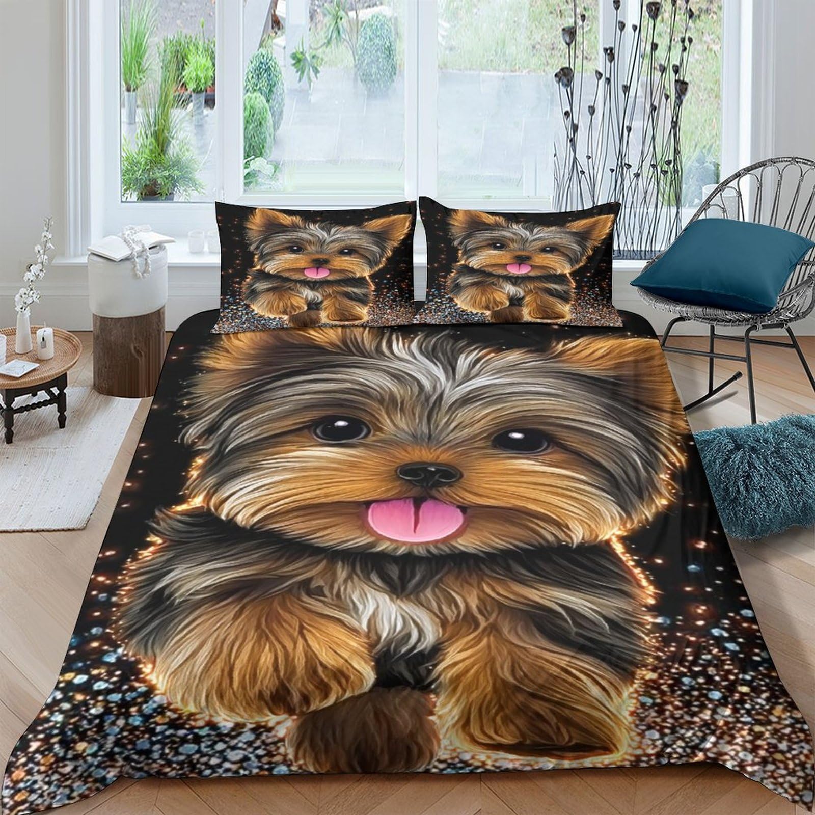 Housse de couette Westie parure de lit microfibre 260x220 pour grand lit
