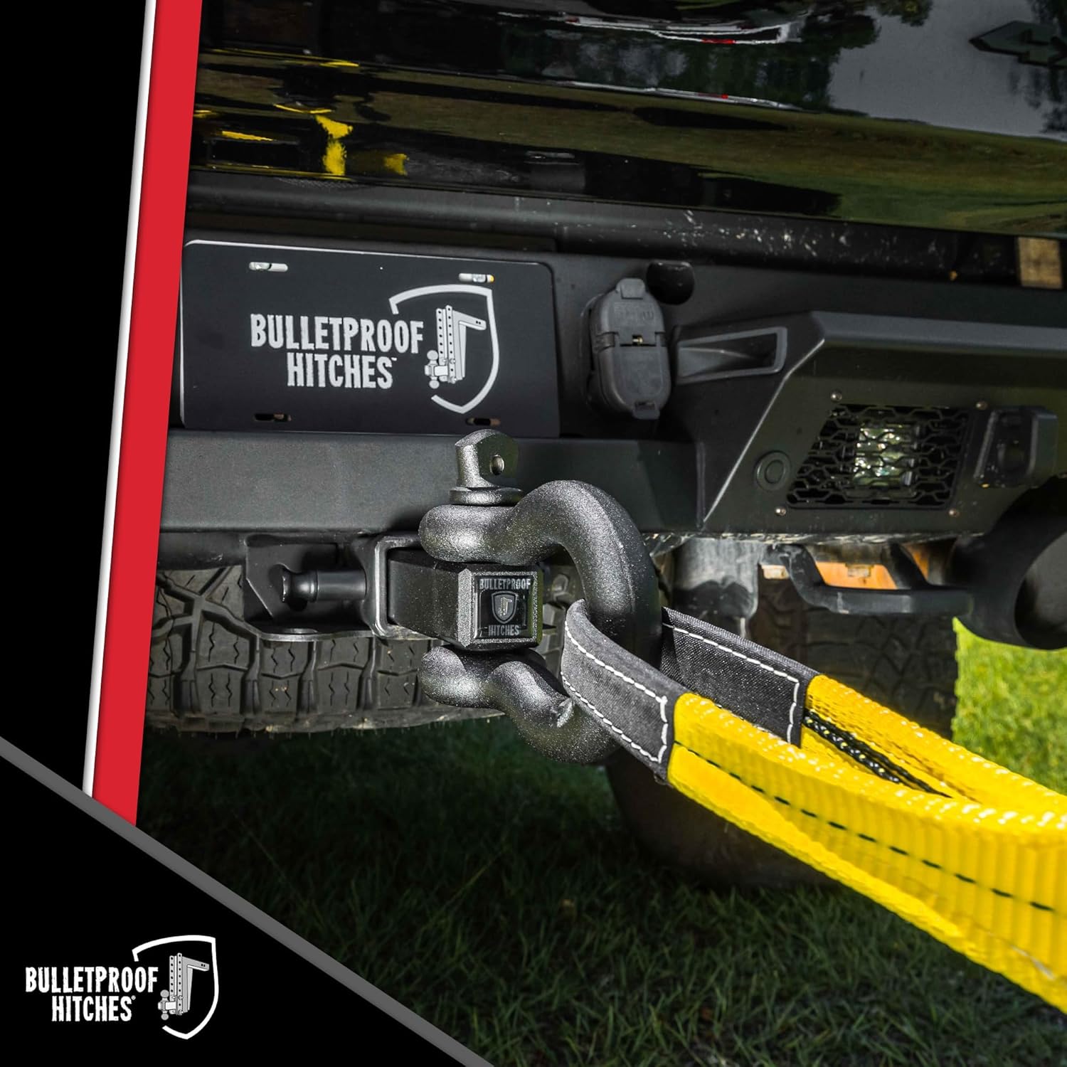 BulletProof Hitches - 3" x 20' Heavy Duty Tow Strap - 24,000 lbs Breaking Strength - Emergency Recovery Strap Tow Rope - for Offroad, 1-Ton Pickups, Tractors, and Cargo Vans