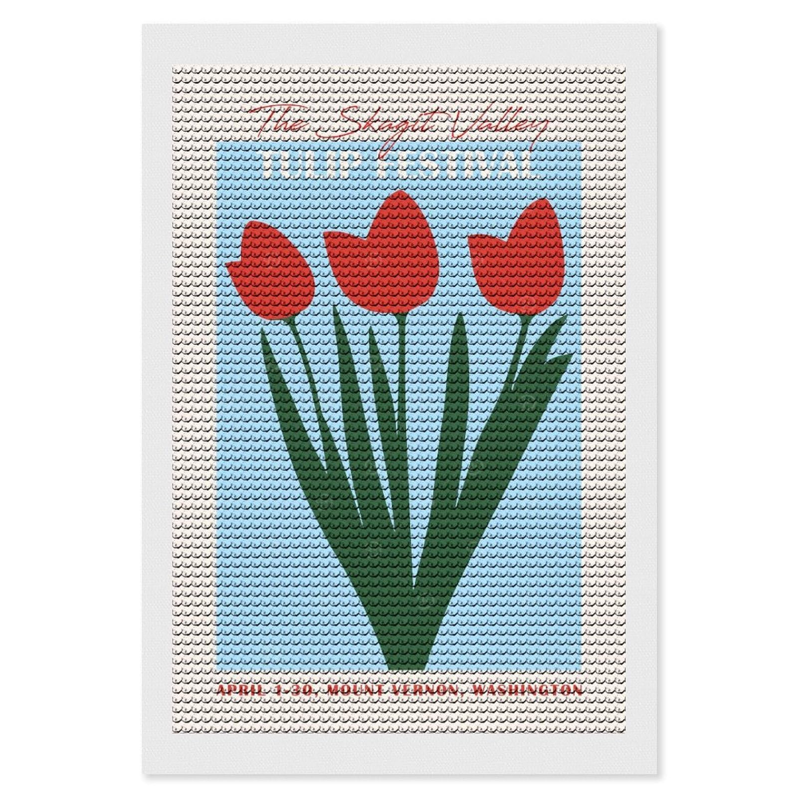 Junmoney Tulip Festival Washington Diamond Painting Set 8"x12", Holiday Gift Idea, for Creative Relaxation, Fun Craft Experience, Vintage Style Decor
