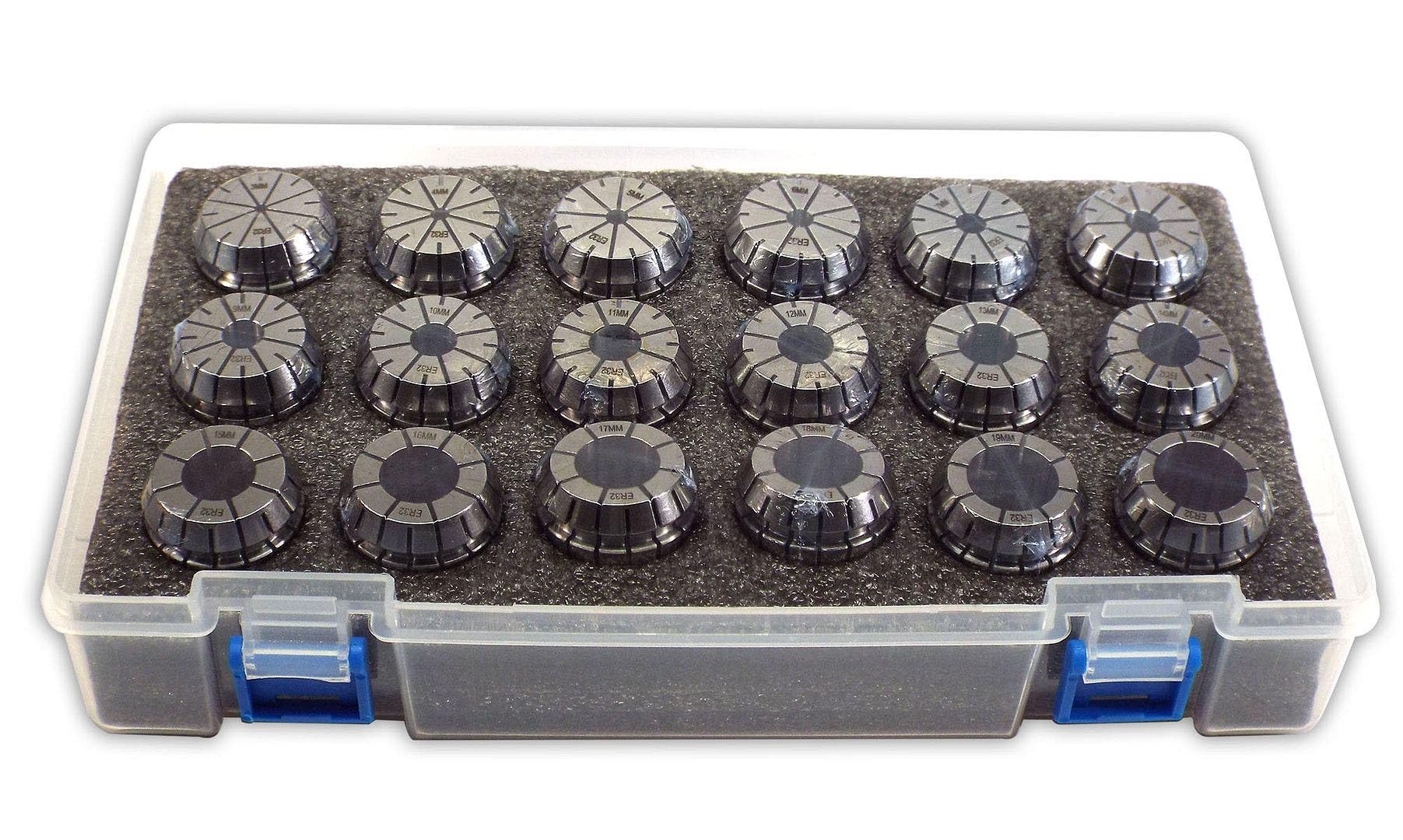 CS215, Shop Force, Shop'sChoice, High Precision Spring Collets. 18 Piece Set, Collet Series: ER 32, Collet Size: 3mm -