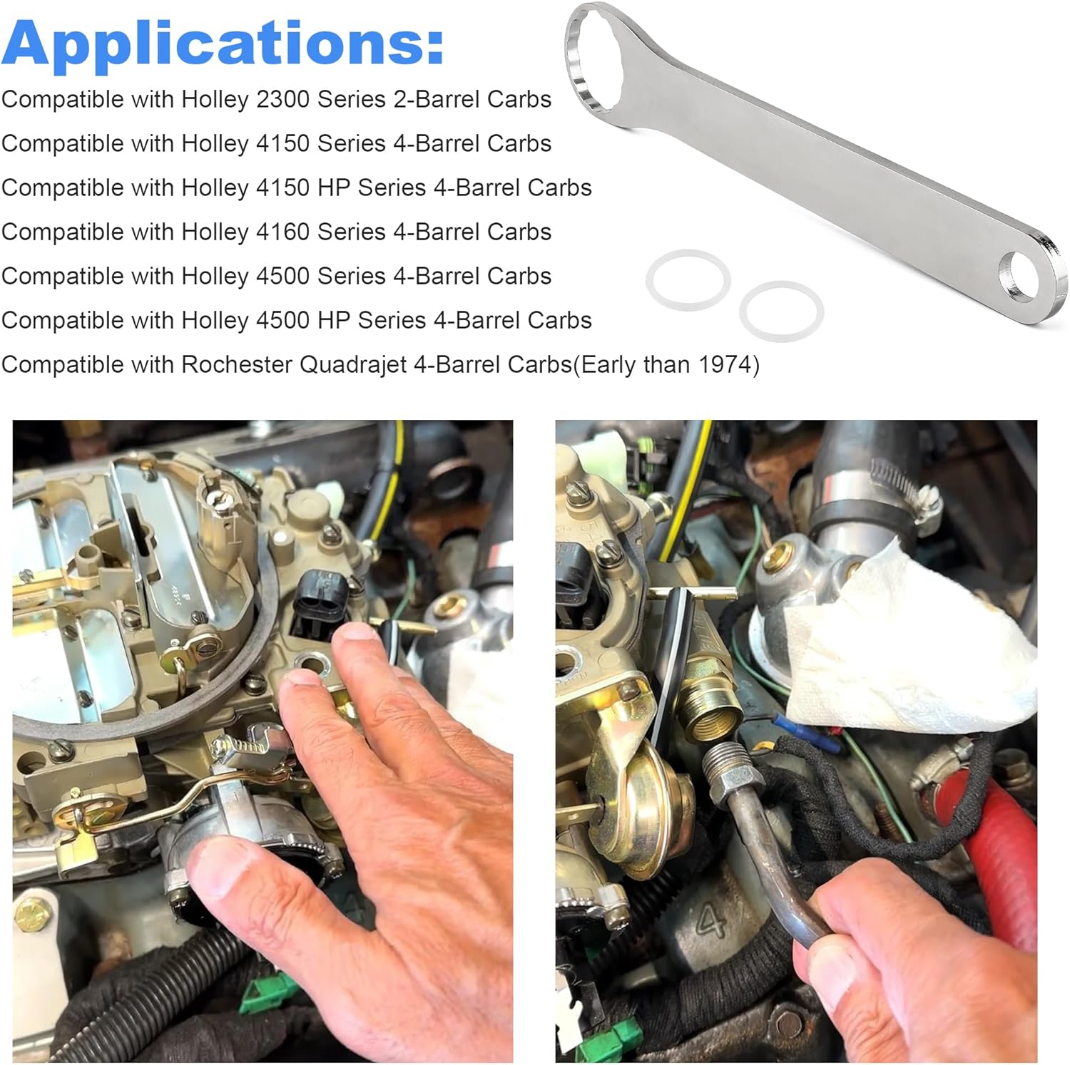 12 Point Fuel Inlet Fitting Inverted Flare Nut Spanner Wrench Compatible with Holley Carbs 2300 2-Barrel 4150 4150HP 4160 4500 4500HP 4-Barrel 26-26/26-102