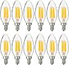 Sunlite 40301 LED Edison B11 Torpedo Tip Chandelier Light Bulb, 5 Watts 60W Equivalent, 630 Lumens, Candelabra E12 Base, Non-Dimmable Clear Glass Filament, 220-277 Volt, 2700K Warm White, 12 Count