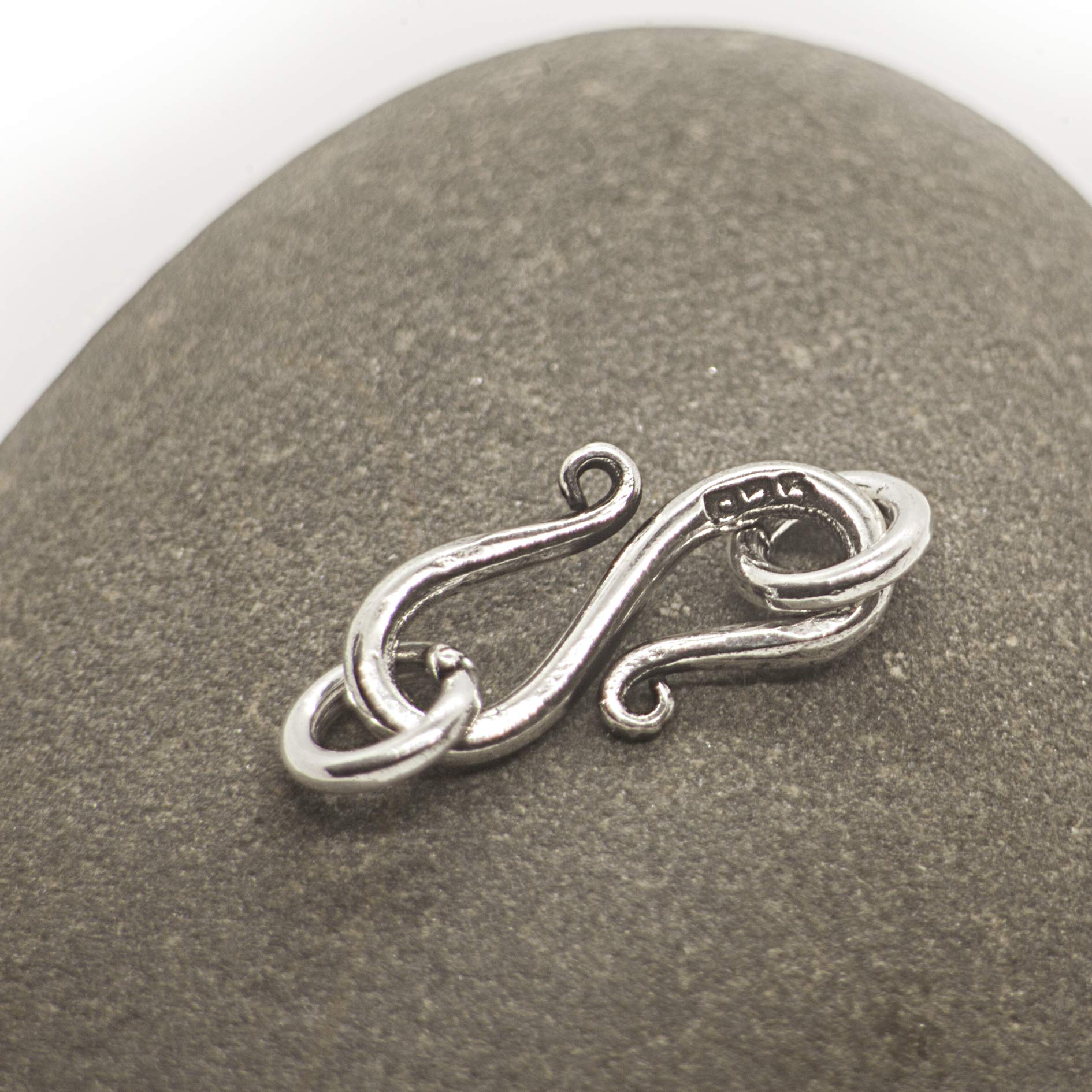 TJS Gancio a S in Argento Sterling 925, Chiusura Bracciali e Collane, Misura 18mm, per Gioelli Fatti a Mano