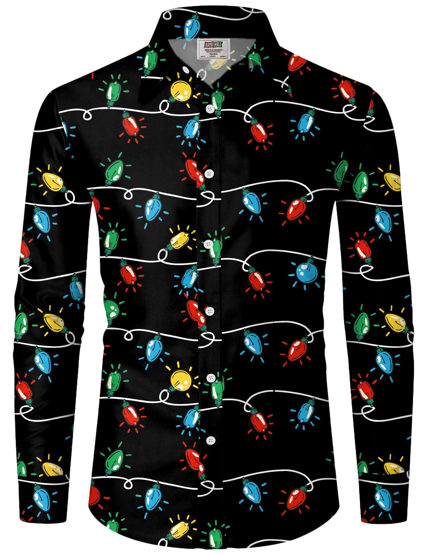 Arvilhill Men's Christmas Button Shirts Long Sleeve Ugly Xmas Shirts (S-3XL)