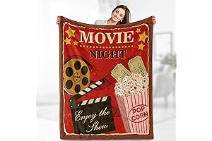 Movie Night Blanket: Vintage Popcorn Cinema Retro Cozy Soft Throw