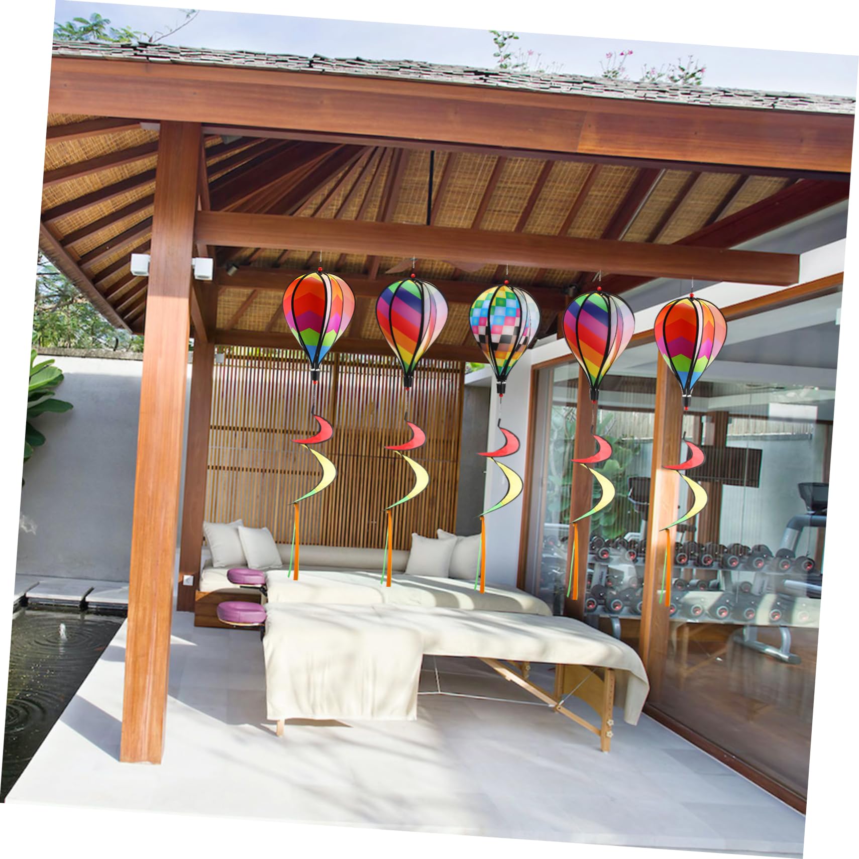 Kisangel 3Pcs Hot Air Balloon Wind Spinner Ornaments Eye Catching Hanging Decorations for Gardens Yards Outdoor Parties and Picnics Premium Cloth Material