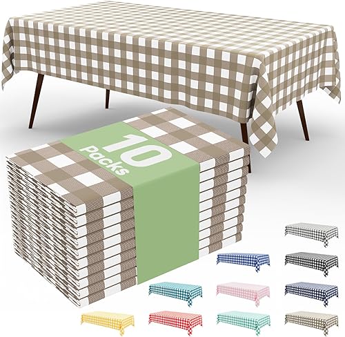 Miniatura 31 de misaya Paquete de 4 manteles desechables de búfalo, mantel de plástico impermeable de 54 x 108 pulgadas, manteles rectangulares a cuadros azules y