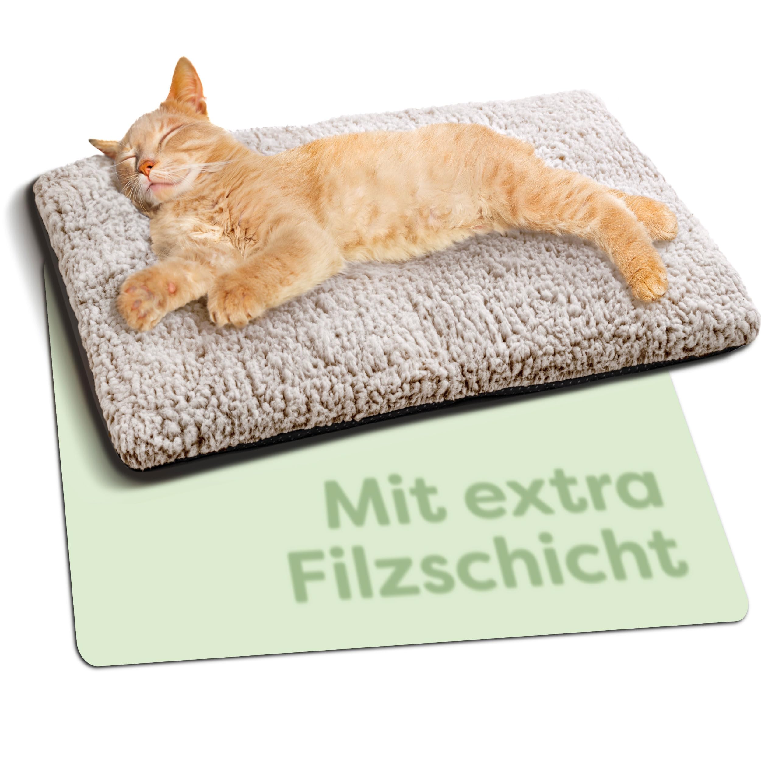 Knupis Selbstheizende Decke für Katzen Braun 60x45cm – Weich & kuschelige Katzendecke – Waschbarer Bezug – Mit Rutschfester Unterseite – Heizdecke für Katzen – Wärmekissen Katze – Braun