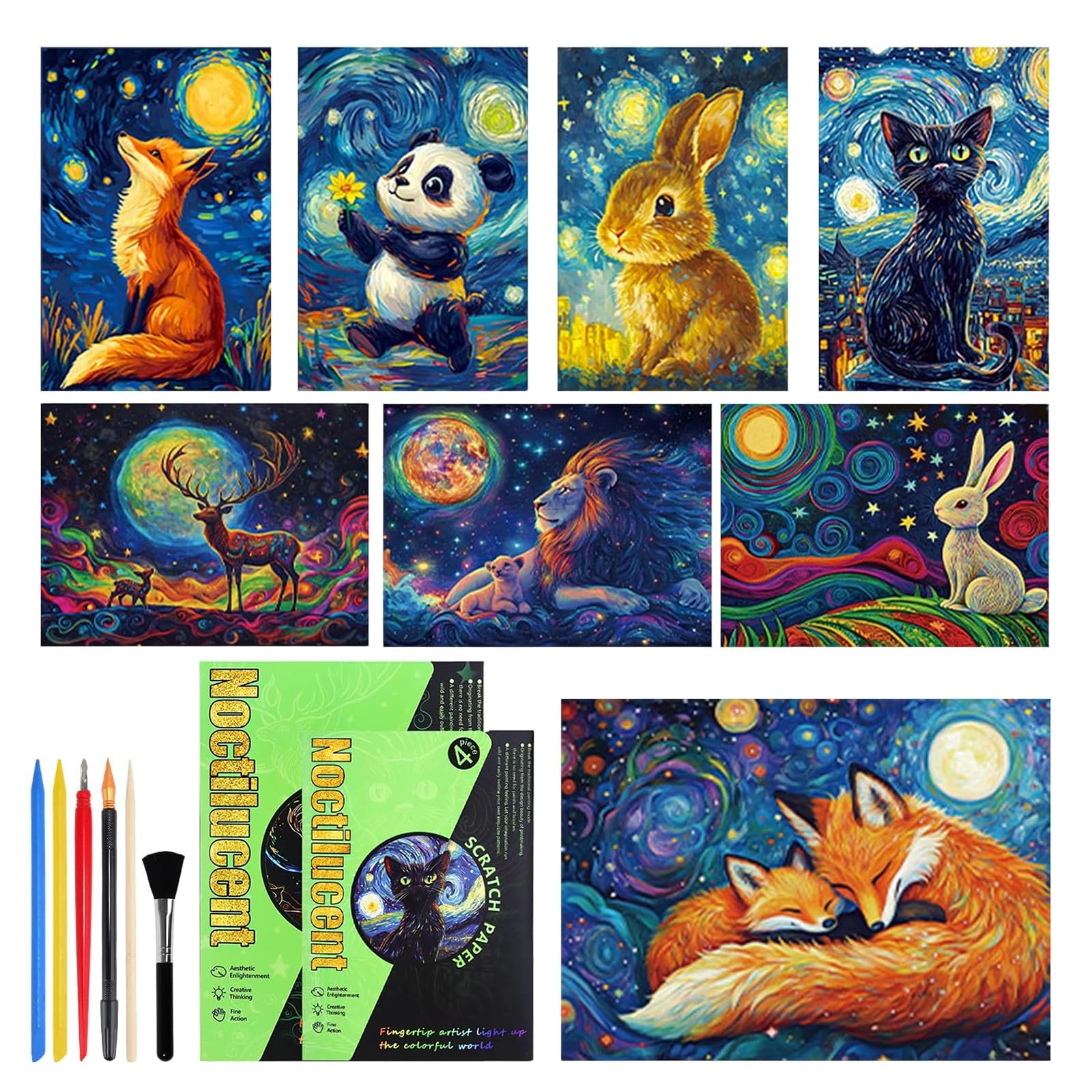 Carte à Gratter - Scratchboard Art - Activités Créatives pour Décorer Chambre, Salon, Bureau
