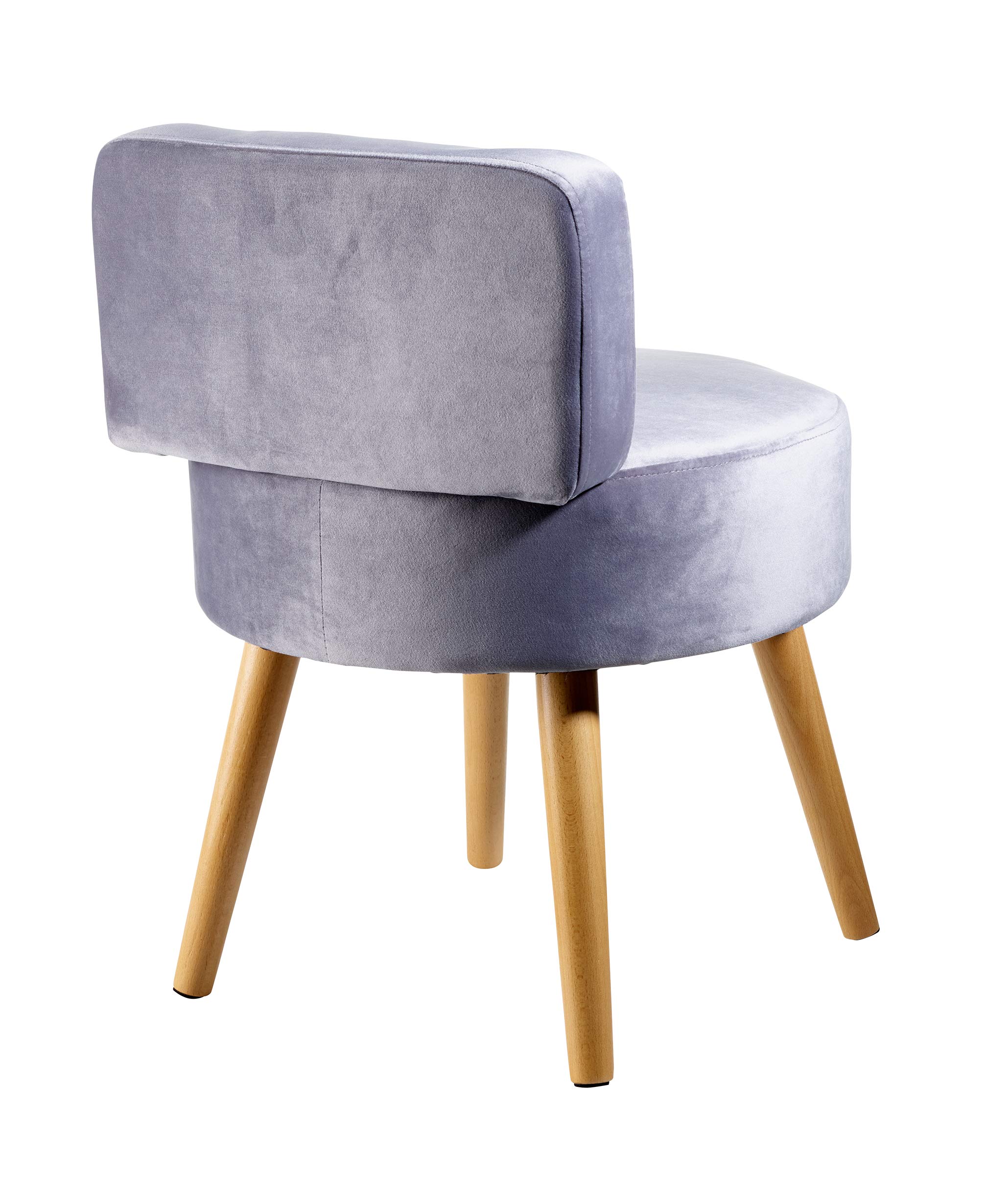 ECHTWERK Fauteuil, Bois, Dossier Haut, Pieds en Bois, Gris, 44 x 44 x 58 cm