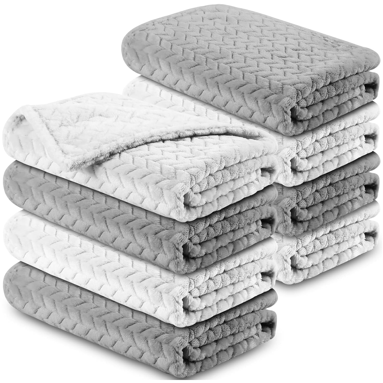 Chumia 8 Pcs Baby Blanket Fluffy Cozy Throw Blankets Fuzzy