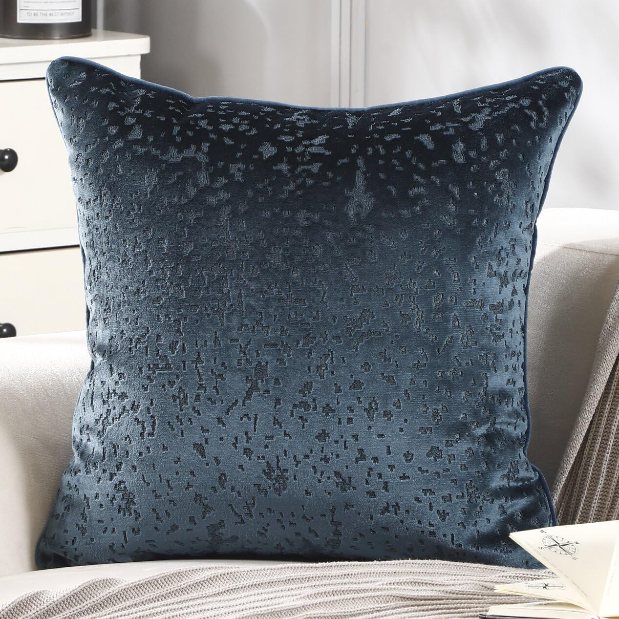 Velvet Throw Pillow Covers Cozy Boho Farmhouse Cushion Case with Soft Vintage Texture Pillowcase for Couch Sofa Bed Living Room Home Decor(18 x 18