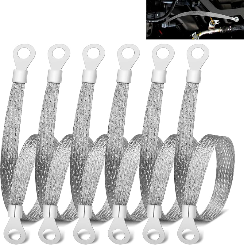 Fita de aterramento automotivo trançada em cobre estanhado OXDFK – Kit com 6 unidades de 30,48 cm
