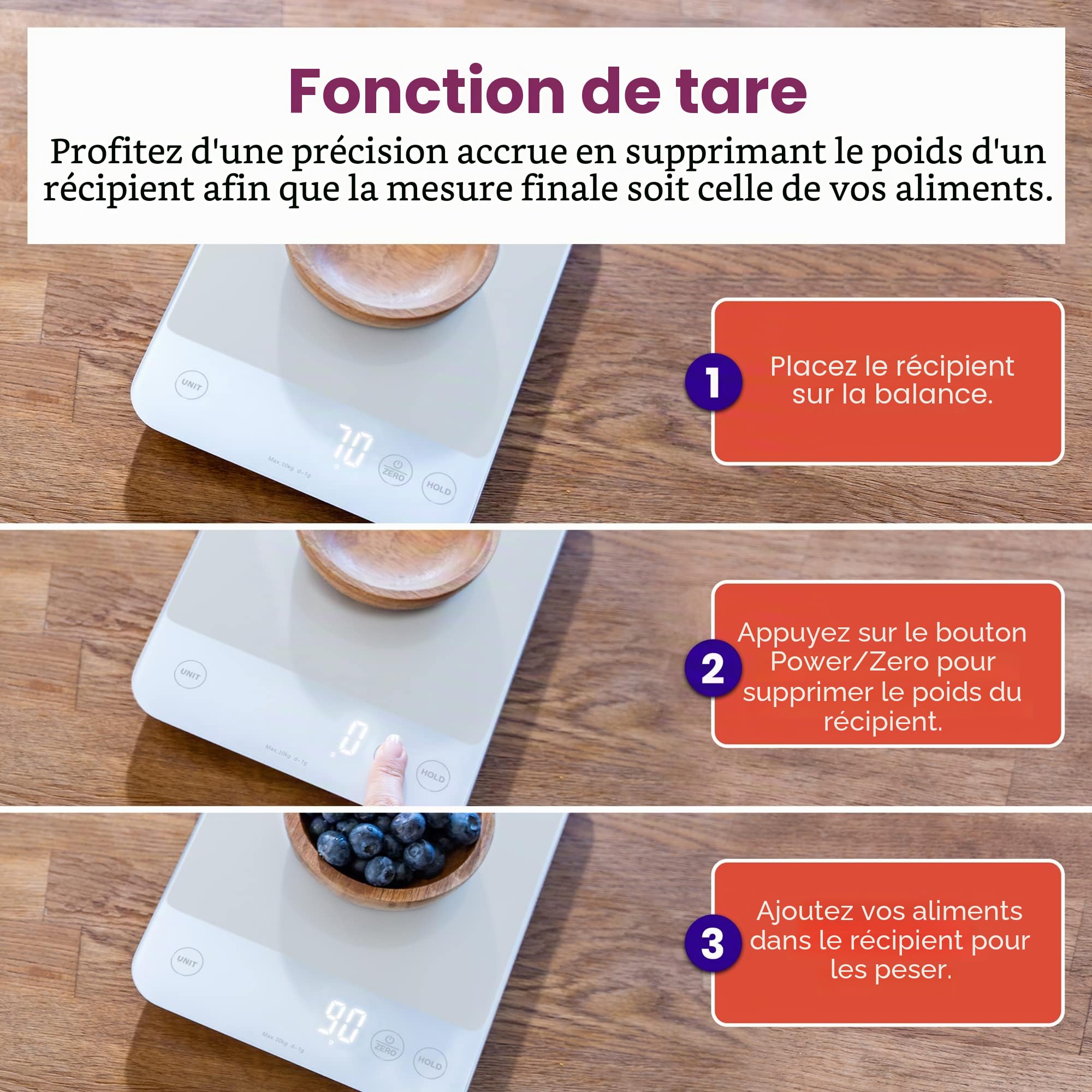 Etekcity Balance de cuisine 10 kg, rechargeable par USB, étanche IPX6