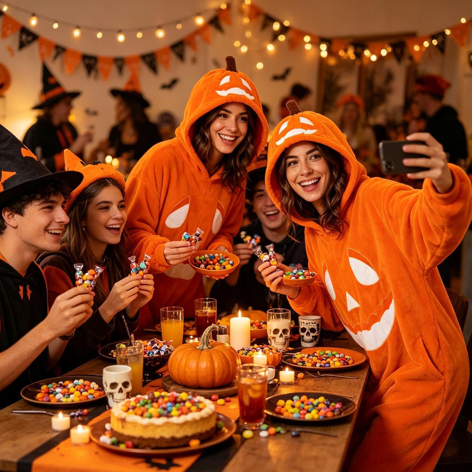 Pigiama da donna a forma di zucca per Halloween, morbido e divertente