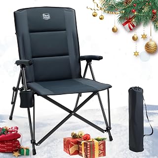 TIMBER RIDGE Silla de Camping Plegable Respaldo Alto XXL Asiento Ancho 55 cm Acolchada Capacidad de Carga de 150kg con Bolsillo Lateral para Camping Jardín Balcón
