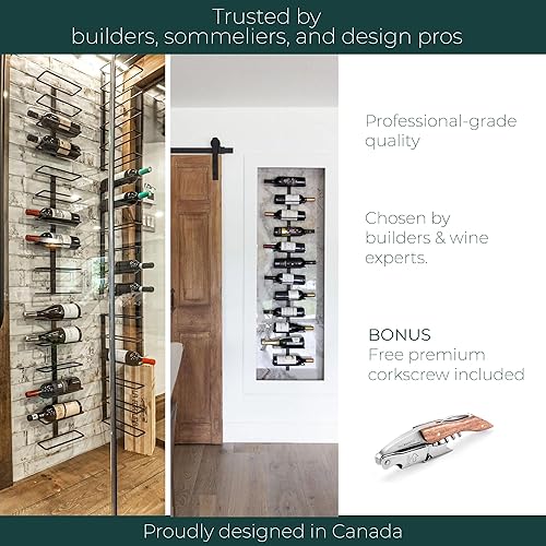 Miniatura 7 de TheRackCo. Wall Series - Estante de metal para botellas de vino con marco central, color negro (6 botellas)