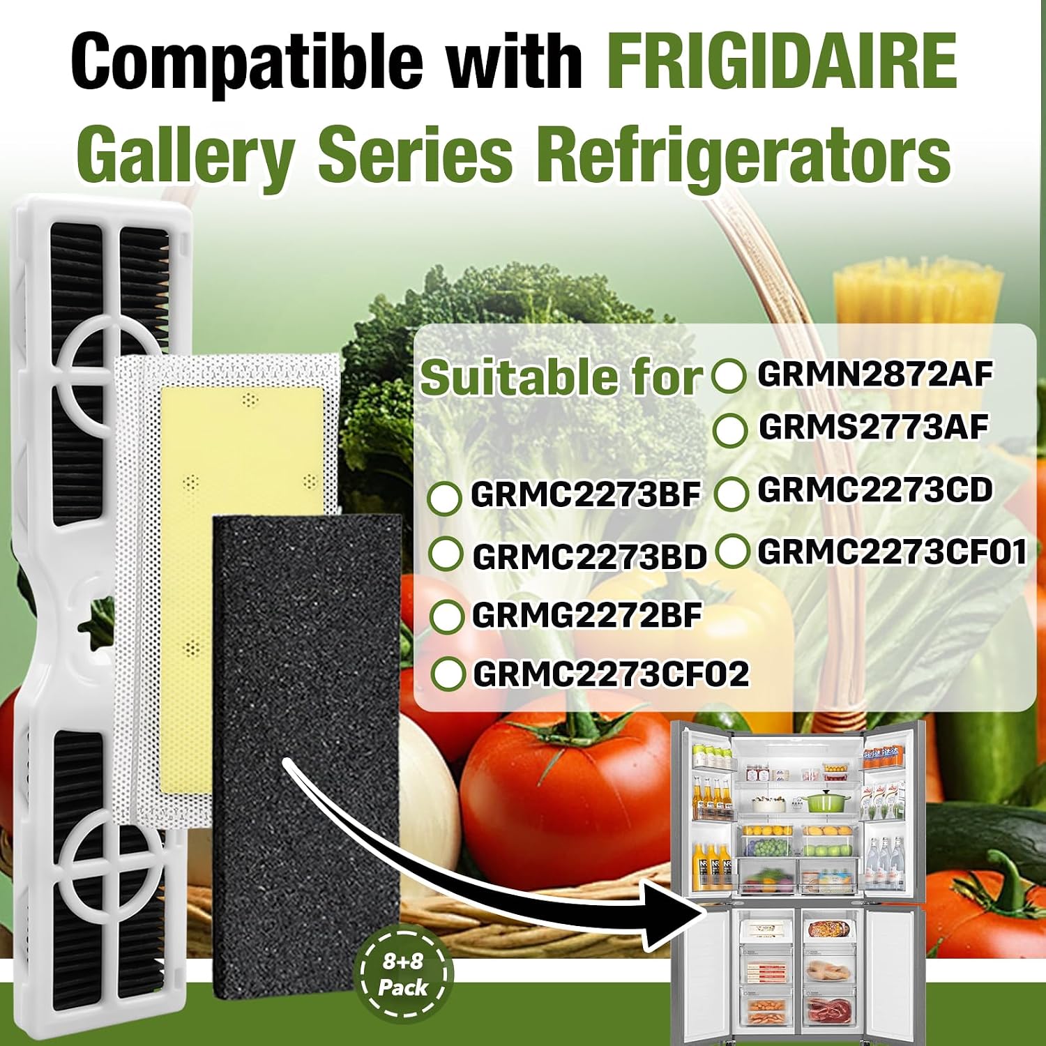 16 Pcs PK-RAF-2 Air Filters (FRGPAAF2) and Produce Keeper Plus (FRPAPK2RF)