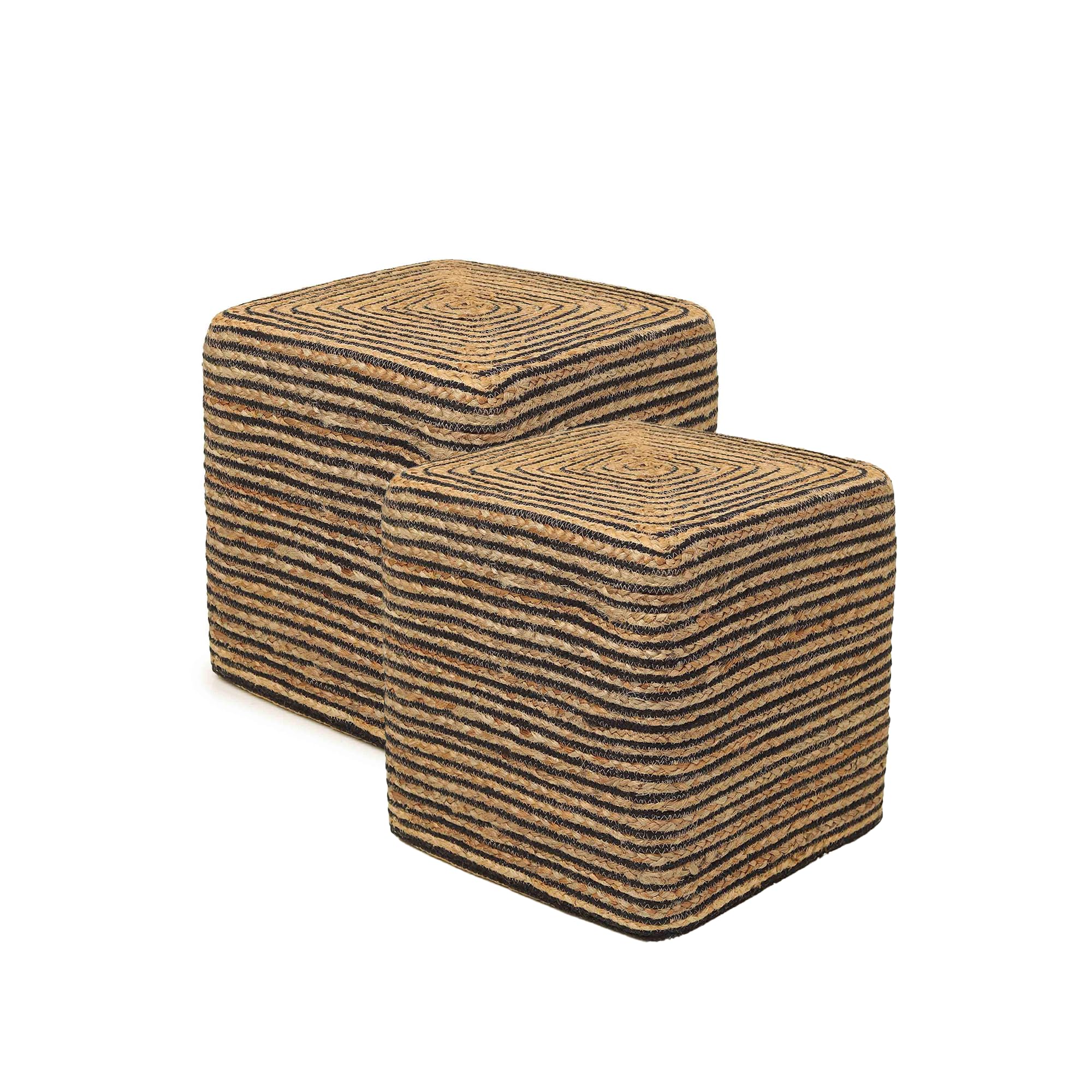REDEARTH · Cube Pouf Foot Stool Ottoman - Jute Braided Pouffe Poof Accent Sitting Footrest for The Living Room, Bedroom, Nursery, Lounge 50% Jute 50%
