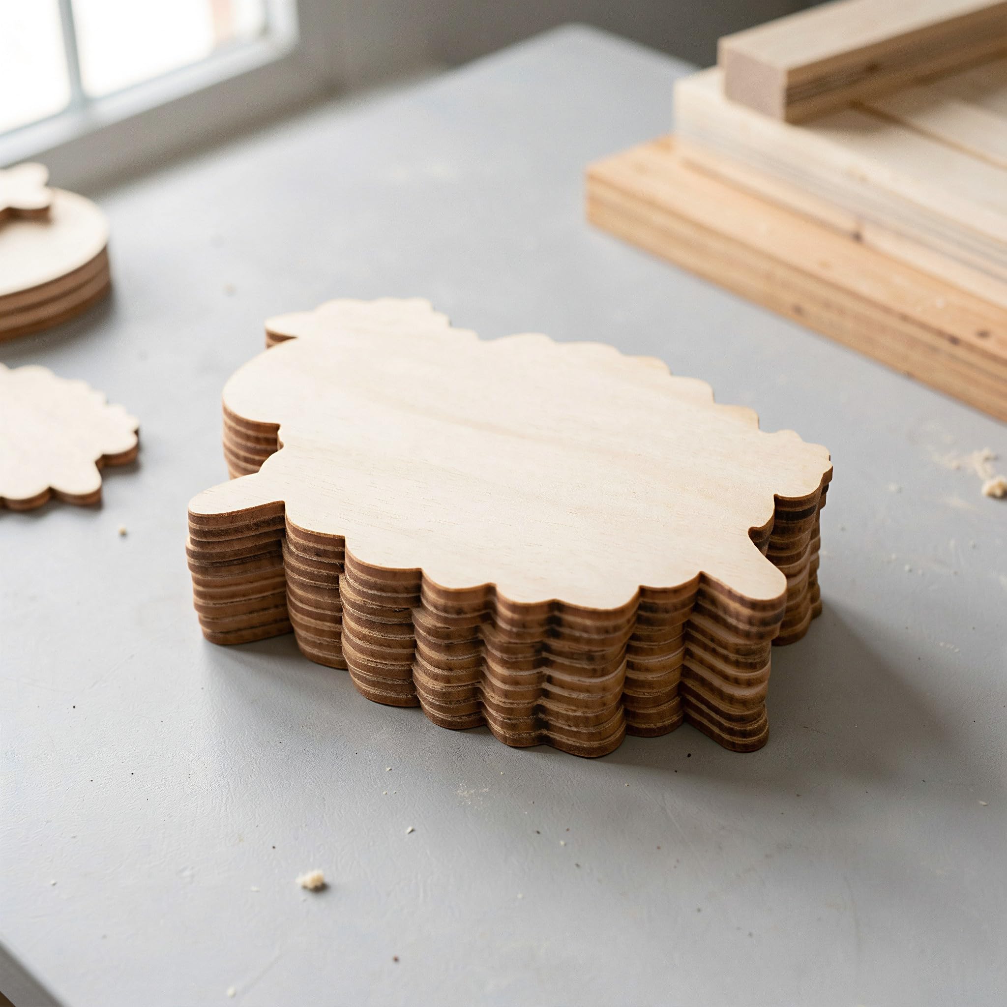 Lurrose 60 piezas de recortes de madera sin acabado con forma de oveja,