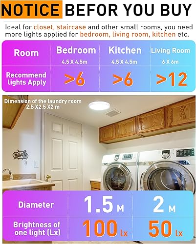 Miniatura 2 de CLOUDY BAY Lámpara de techo inteligente LED de 8 pulgadas, montaje empotrado, 15W 2700-6500K CCT, 2W RGB, compatible con Alexa y Google Home