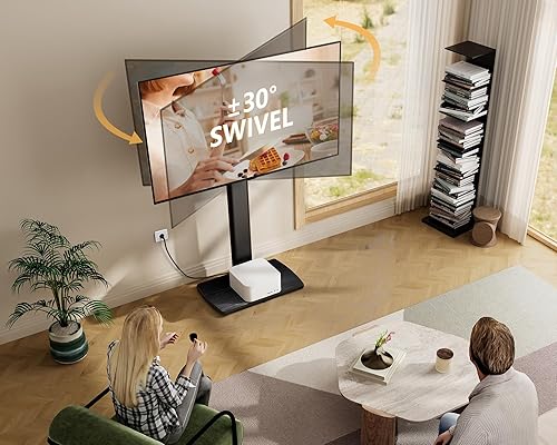 Miniatura 26 de FITUEYES Soporte de TV de suelo para dormitorio, sala de estar, soporte de TV de esquina alto para televisores de 32, 37, 43, 50, 55, 60, 65, 70