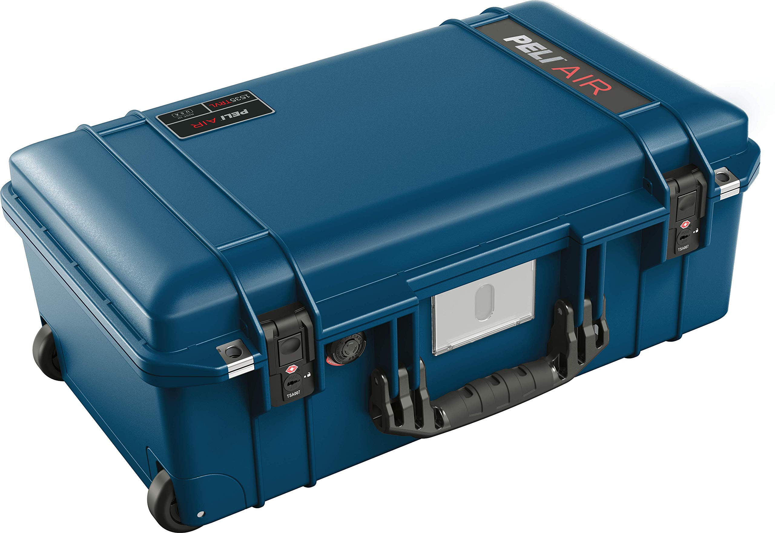 PELI 1535TRVL Travel Air Case, Valigia trolley a prova di urti con ruote, Impermeabile e resistente alla polvere, Capacità di 26L, Fabbricata in USA, Con inserto da viaggio, Colore: Indaco