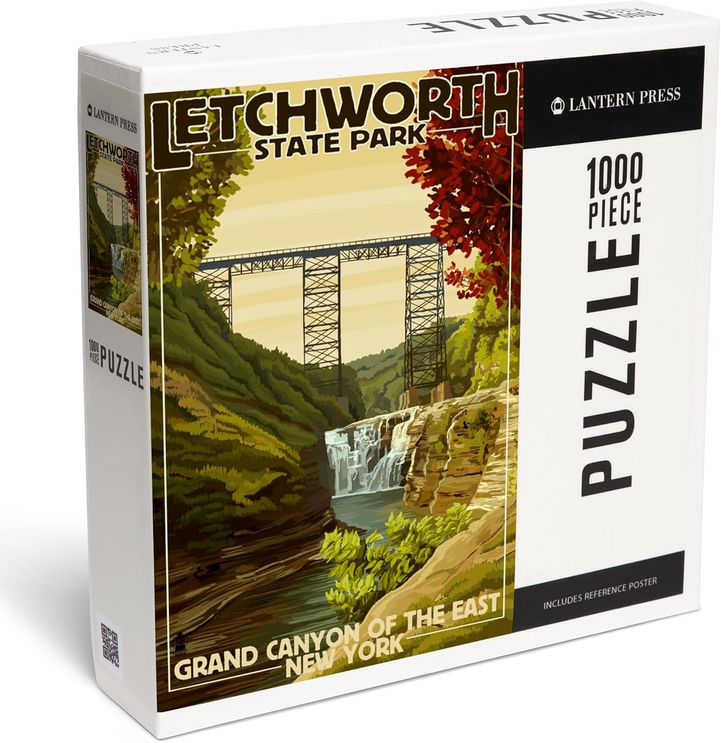 Lantern Press Letchworth State Park, New York, Grand Canyon of the East 1000 Piece Jigsaw Puzzle for Adults, Made in USA with Reference Poster