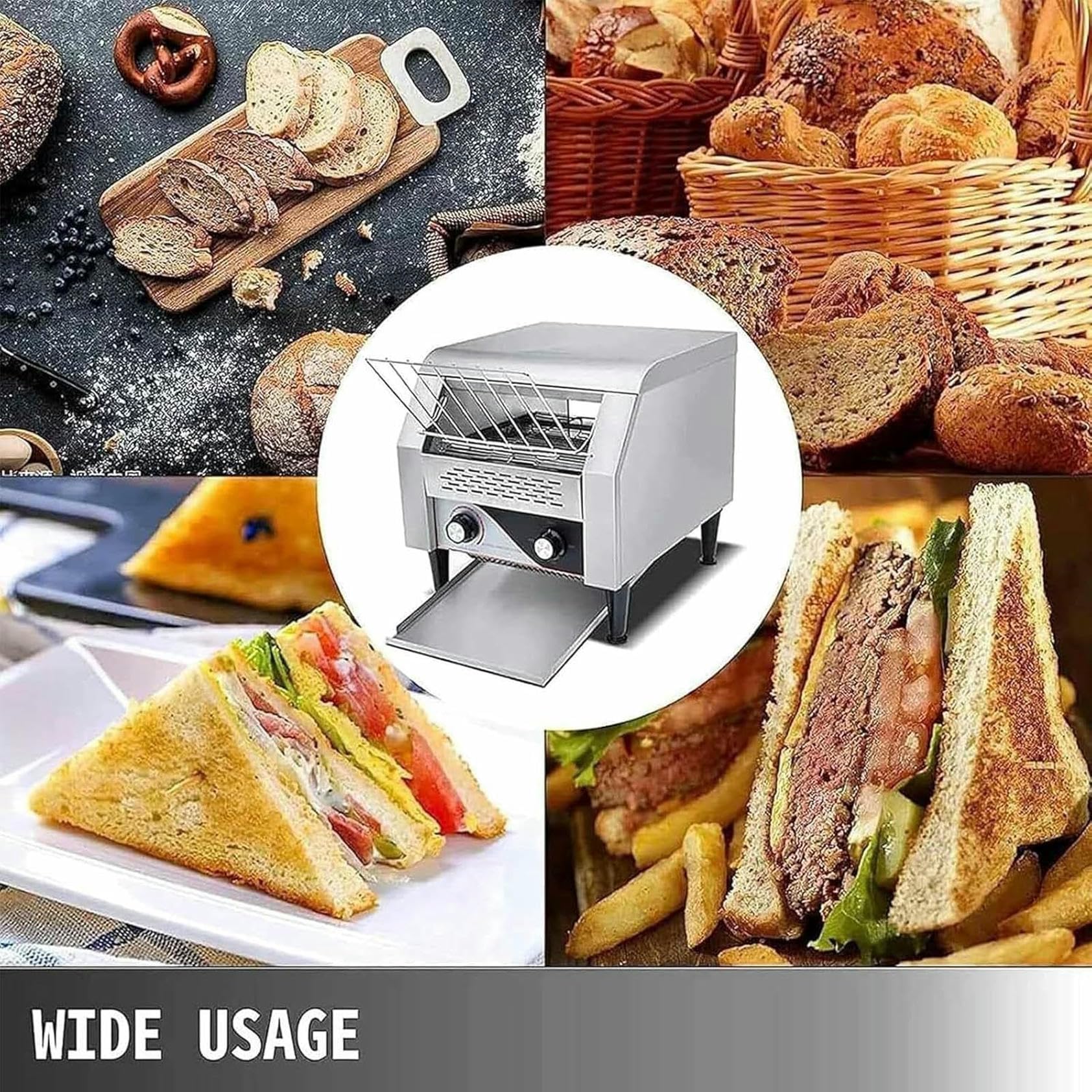 CNPRAZ Ristorante Toasadora con Trasporto in Acciaio Inossidabile, per Il Ristorante Commerciale di Tostadora Restauranti Toubler Basker 2200 W per Buffet/Family Day/Camping