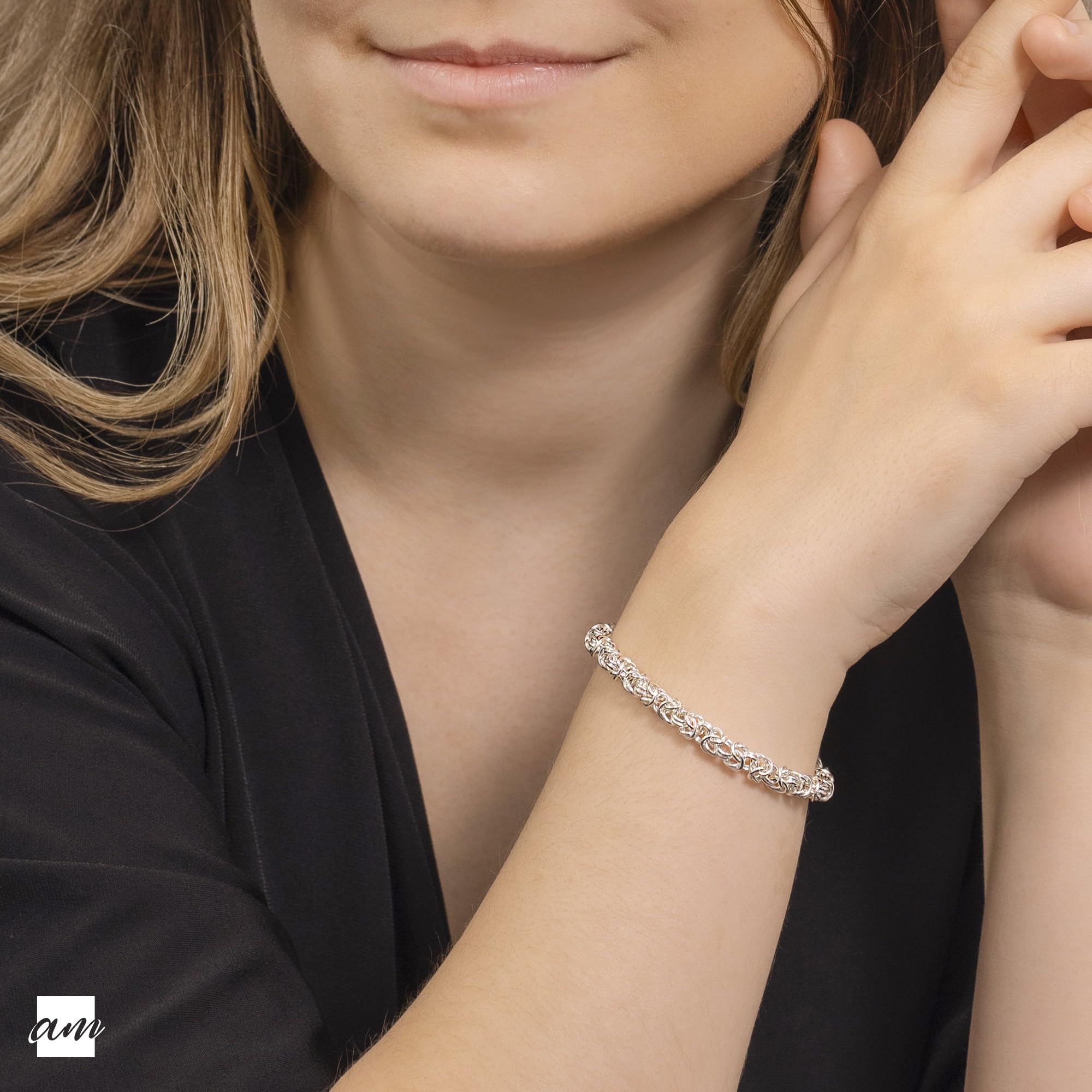 Amberta Bracciale Bizantino Unisex in Argento Sterling 925