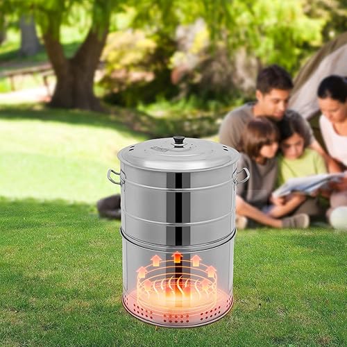 Miniatura 3 de Parrillas de carbón portátiles grandes, parrilla vertical para ahumar, barril de malla con brochetas de Kabob, asador de barbacoa de acero