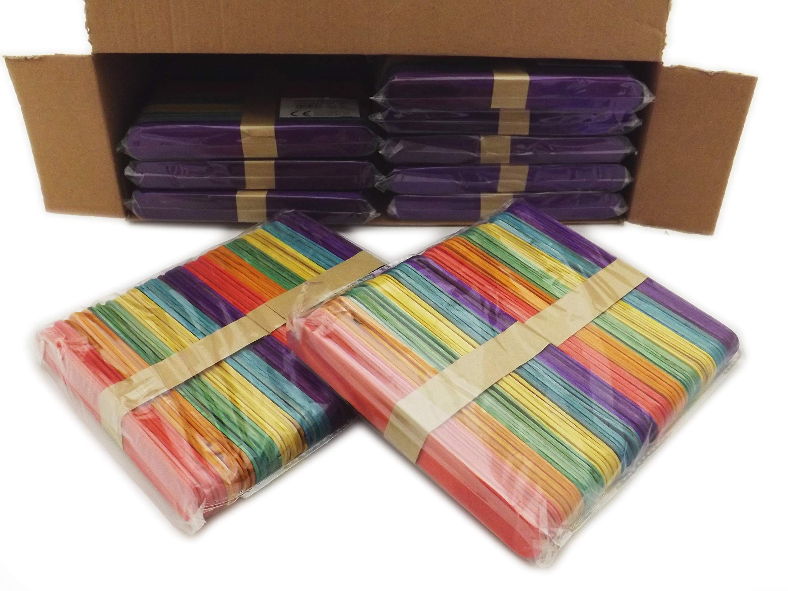1000 Jumbo Coloured Craft/Lolly Sticks 150mm x 18mm - Natural Wood Arts & Crafts/Schools