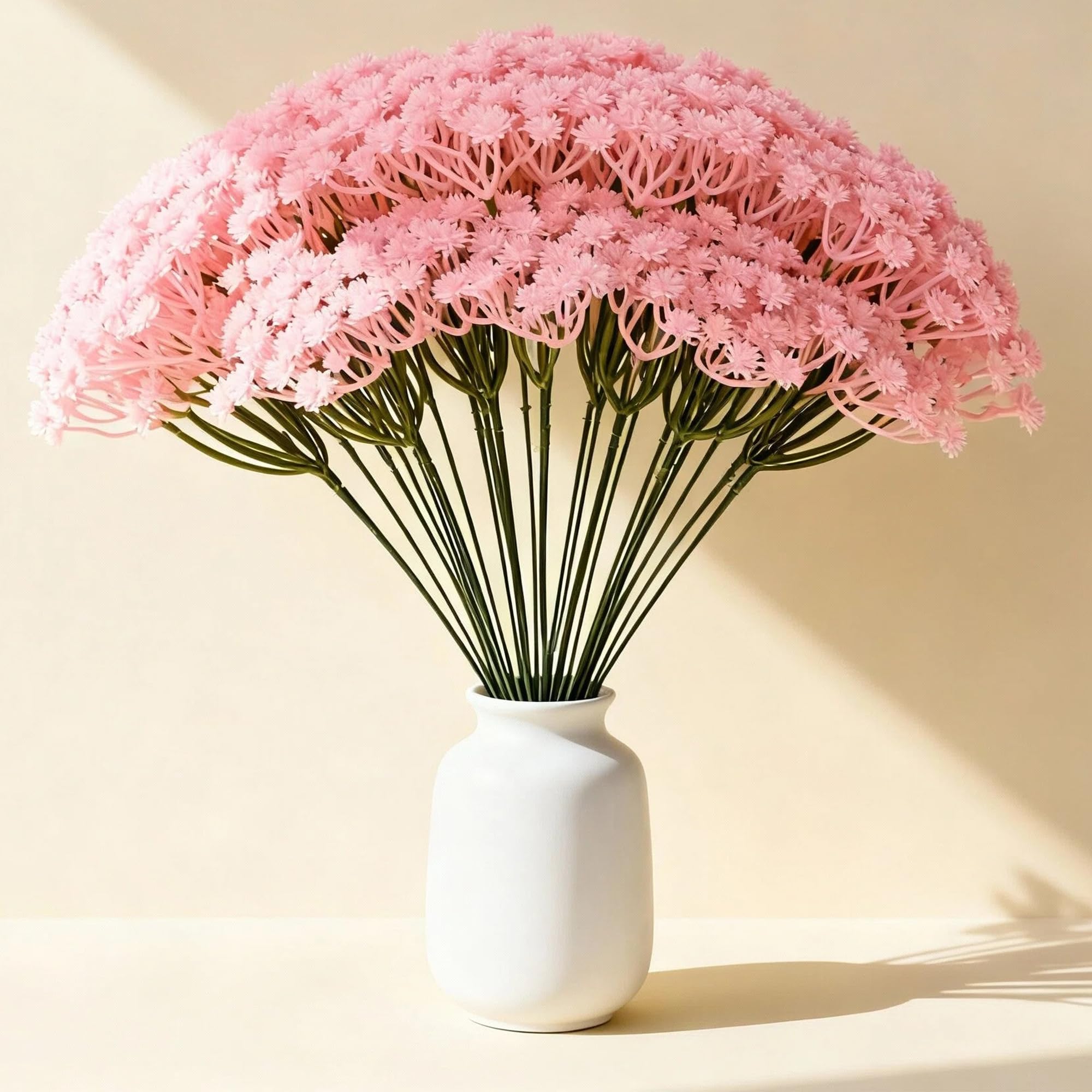 Minwegi Light Pink 20 Stems Artificial Flowers Fake Gypsophila Baby Breath, 30Cm Pink Plastic Flowers For Wedding Party Home Decoration (5 Branches Per Stem)