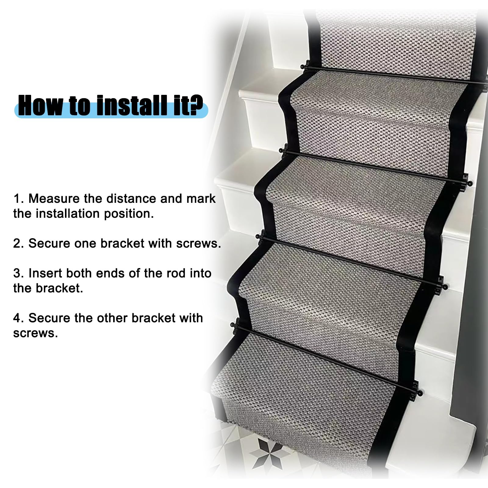 Lot de 12 barres antidérapantes pour tapis d'escalier - Bandes antidérapantes pour éviter de glisser dans les escaliers - Idéal pour les familles et les animaux domestiques (61 cm)