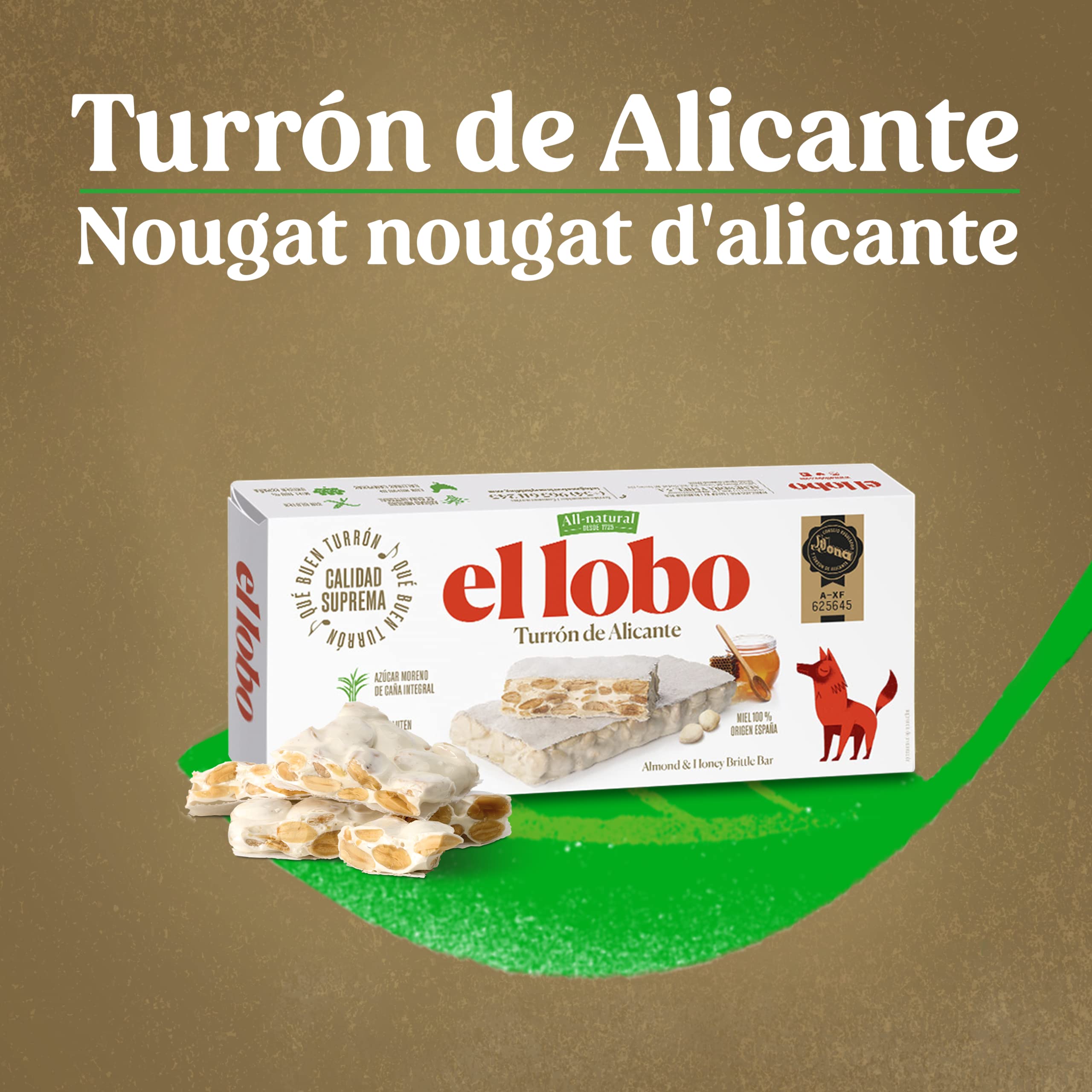 EL LOBO - Pack Familiar "All-Natural" Contiene Turrón Blando Jijona 250G, Turrón Duro Alicante 250G y Turrón Blando Yema Tostada 200G, Almendra, Total 700 G - Desde el Almendro a tu Mesa