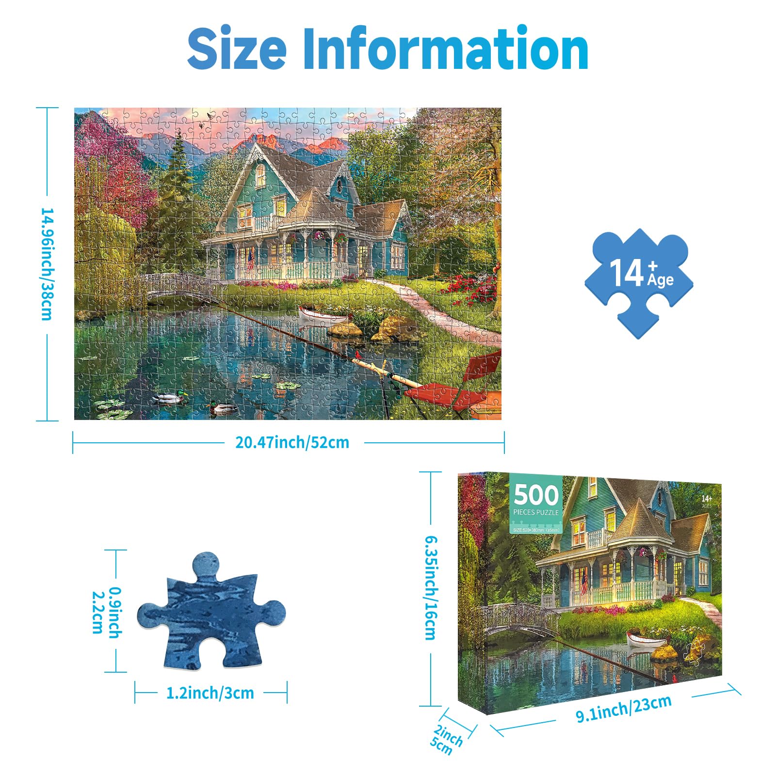 Puzzle 500 Pieces for Adults Jigsaw Puzzles 500 Pieces for Adults 500 Piece Villa Landscape Jigsaw Puzzles for Adult 500 Piece Puzzle Landscapes Educational Games-Home Decor Puzzel for Teens Seniors - Image 2