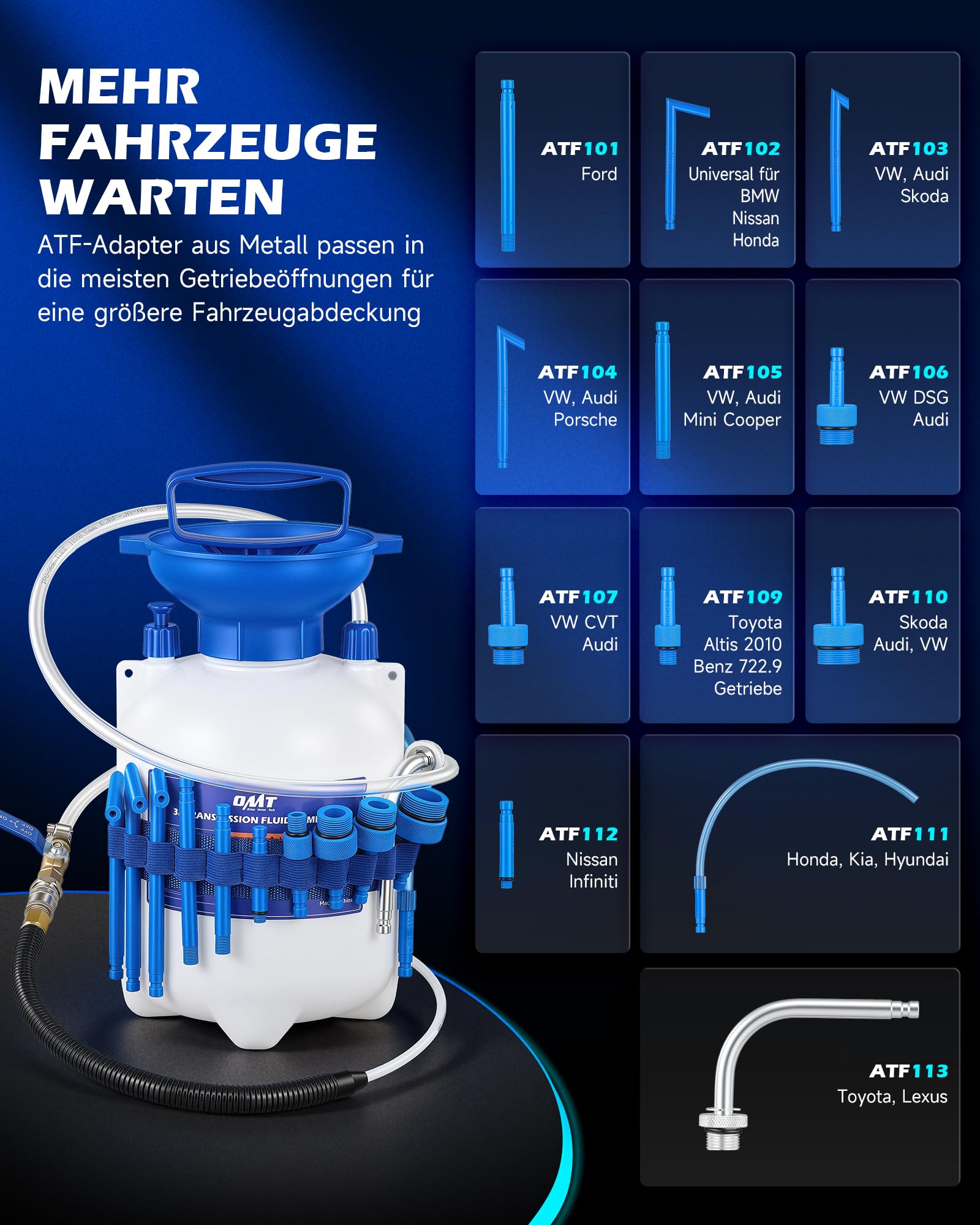 Orion Motor Tech Getriebeölpumpe 3L, Manuelle Transferpumpe mit 12 ATF-Adaptern, Getriebeöl-Einfüllgerät für PKW LKW und SUV