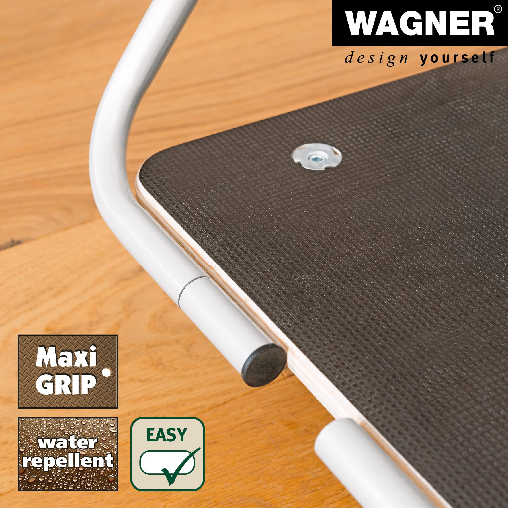WAGNER Transportroller Transporthilfe 1345 I Schichtholz mit Grip I 74 x 36,5 x 11 cm, Tragkraft 300 kg I Stapelbehälter, Bügel klappbar, Griffe, Ladungssicherung I Möbelroller I FSC® I Made in DE