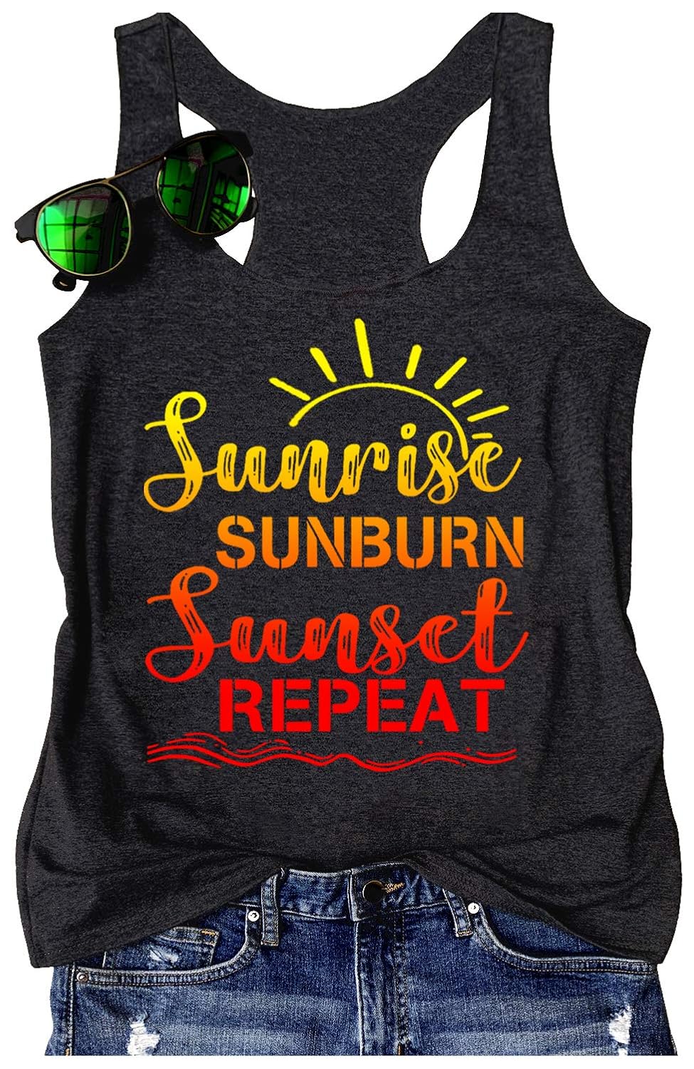 Womens Summer Casual Tank Tops Country Concert Tops Sunshine Beach Racerback T Shirts Cowgirl Tank Tops Cami