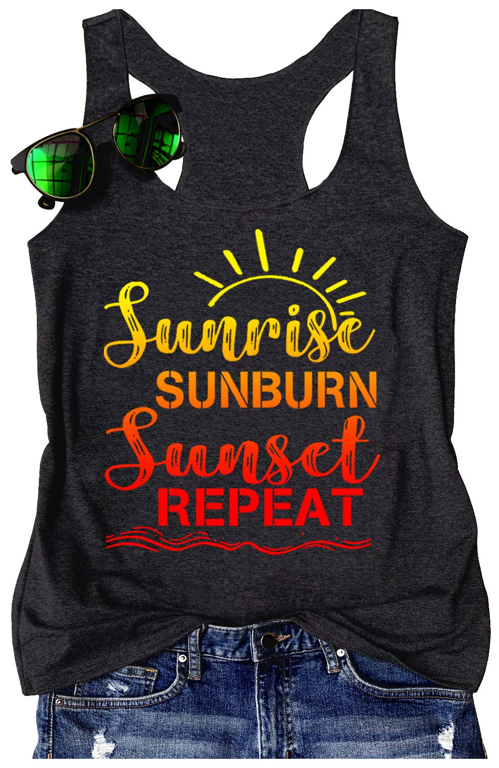 Womens Summer Casual Tank Tops Country Concert Tops Sunshine Beach Racerback T Shirts Cowgirl Tank Tops Cami