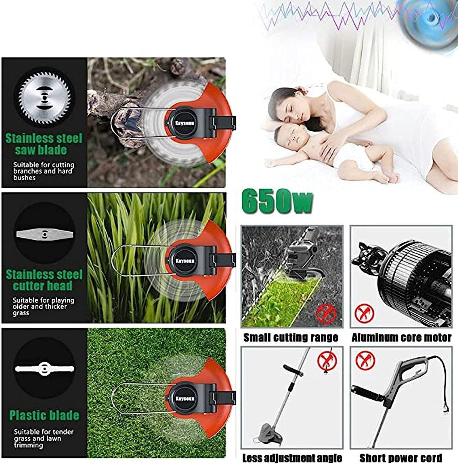 Cortacésped eléctrico, Cortacésped de batería de litio de mano for el hogar pequeño Artefacto de deshierbe multifuncional recargable for jardín Césped Jardinería al aire libre,D