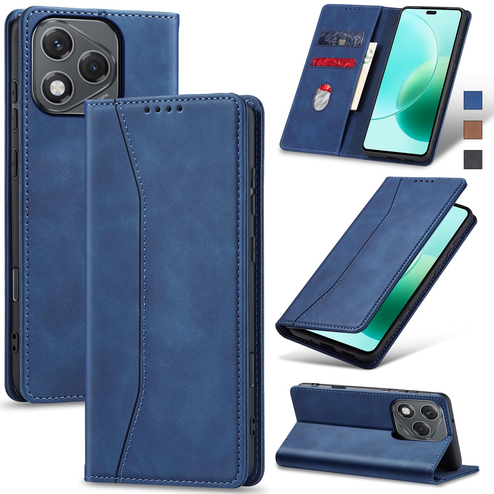 Étui Portefeuille Magnétique Pour Honor 400 Smart - Cuir PU, Fentes Cartes, Fonction Stand