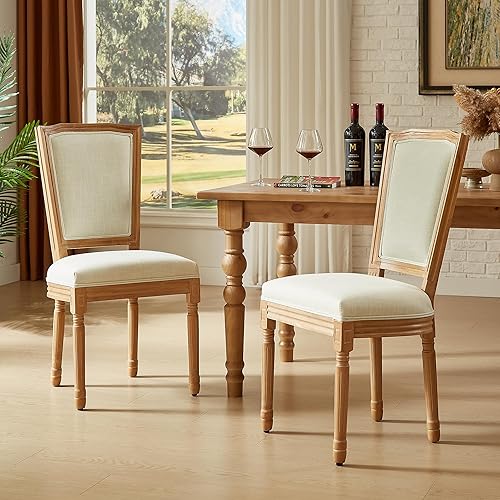 Miniatura 46 de Kiztir Juego de 2 sillas de comedor de ratán, sillas de comedor francesas de mediados de siglo, sillas de comedor de granja con respaldo alto para