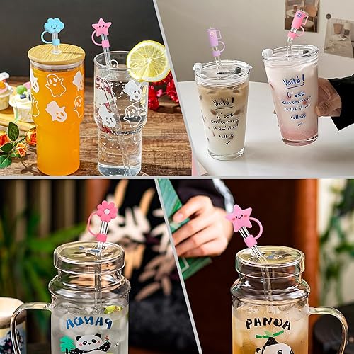 Miniatura 6 de Tapa de popote de silicona para copa Stanley, compatible con vasos de 30 y 40 onzas, bonitas puntas de silicona protectores para vasos de fiesta de