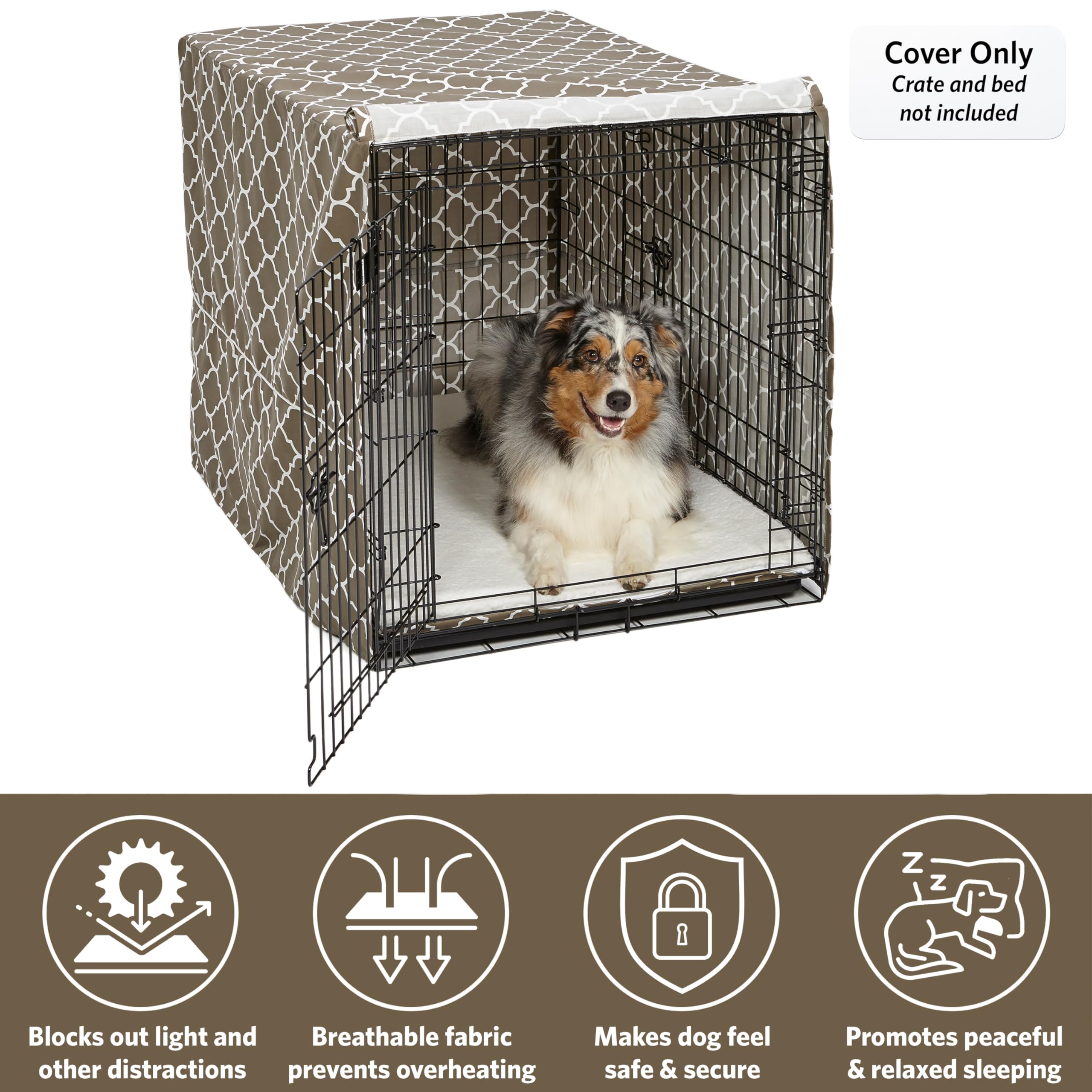 MidWest Homes for Pets, Copertura per gabbie in tessuto protetto da teflon, copertura privacy per gabbie MidWest e New World lunghe 106,68 cm, adatta a lavatrice/asciugatrice; CVR42T-BR